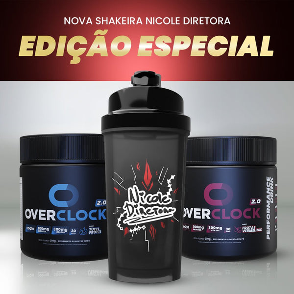 Kit 2 Potes Overclock 2.0 Foco Energia e Performance com Shaker Nicole Diretora